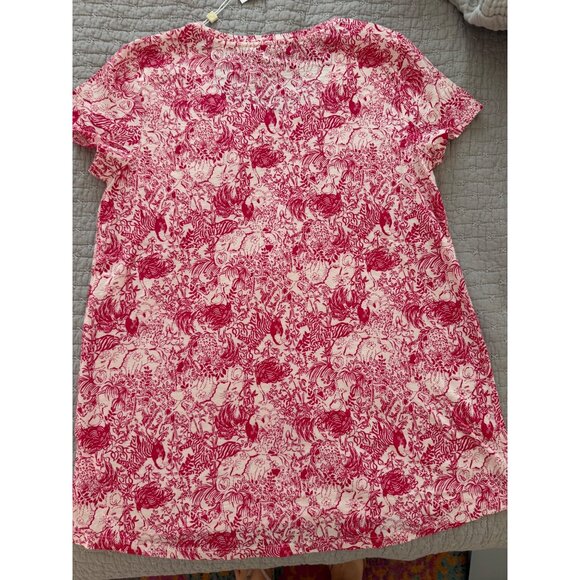 Lilly Pulitzer Womens Scoop Neck Top Size S Raspberry Cotton Short-sleeved New - Picture 10 of 10